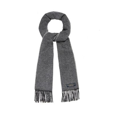 Grey pure wool textured pattern scarf